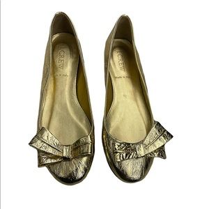 J.Crew gold bow flats
